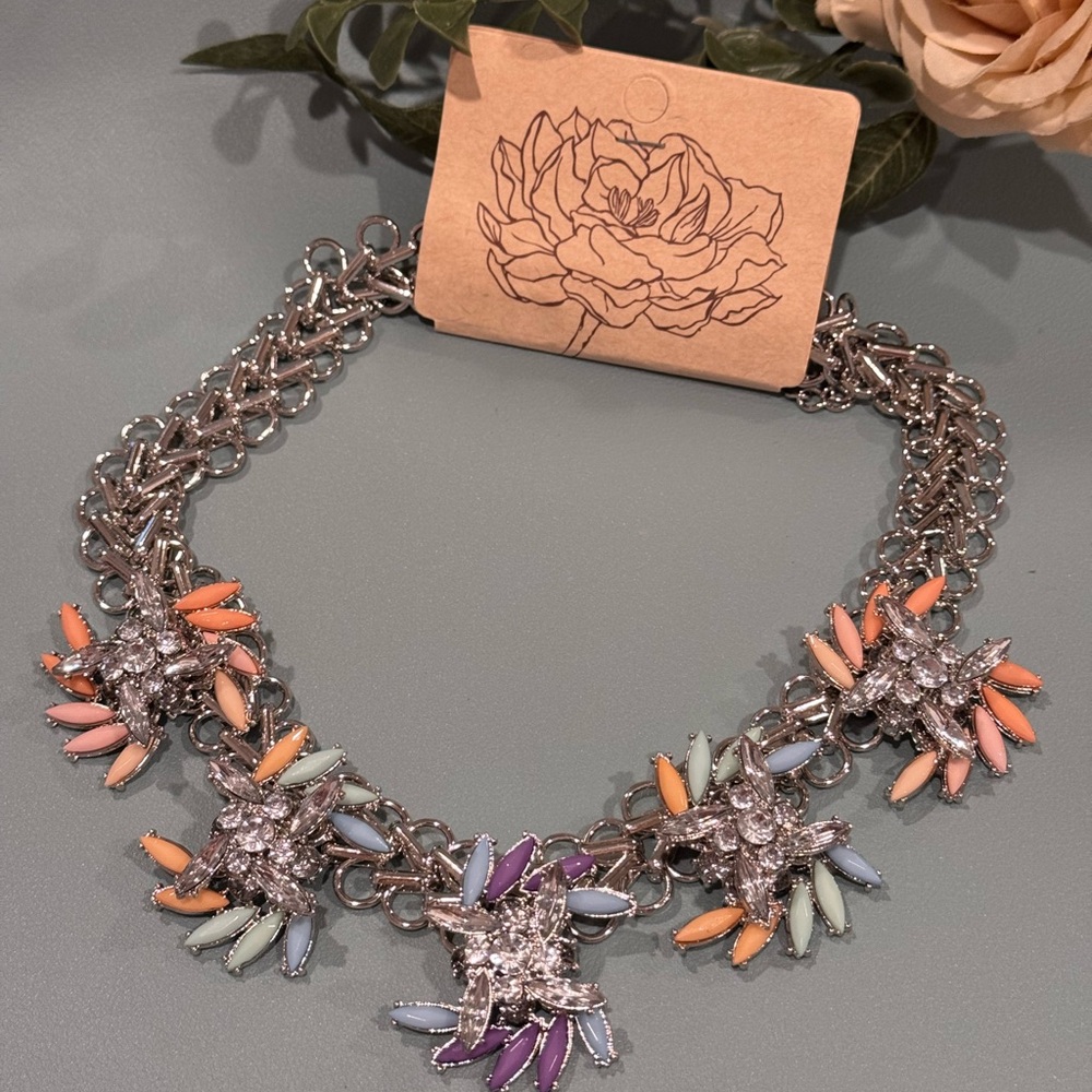Cara New York Chic Multicolor Floral Statement Necklace 18-21 inch